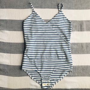 J. Crew Striped Wrap Cami Bodysuit NWOT Size S
